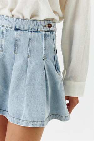 
            
                Load image into Gallery viewer, Pleated Denim Skirt
            
        