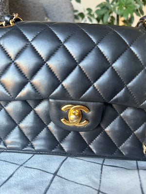 CHANEL | Lambskin Double Flap Bag | Black