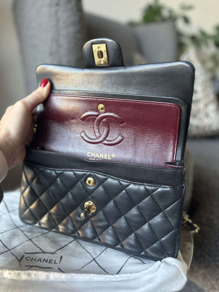 CHANEL | Lambskin Double Flap Bag | Black