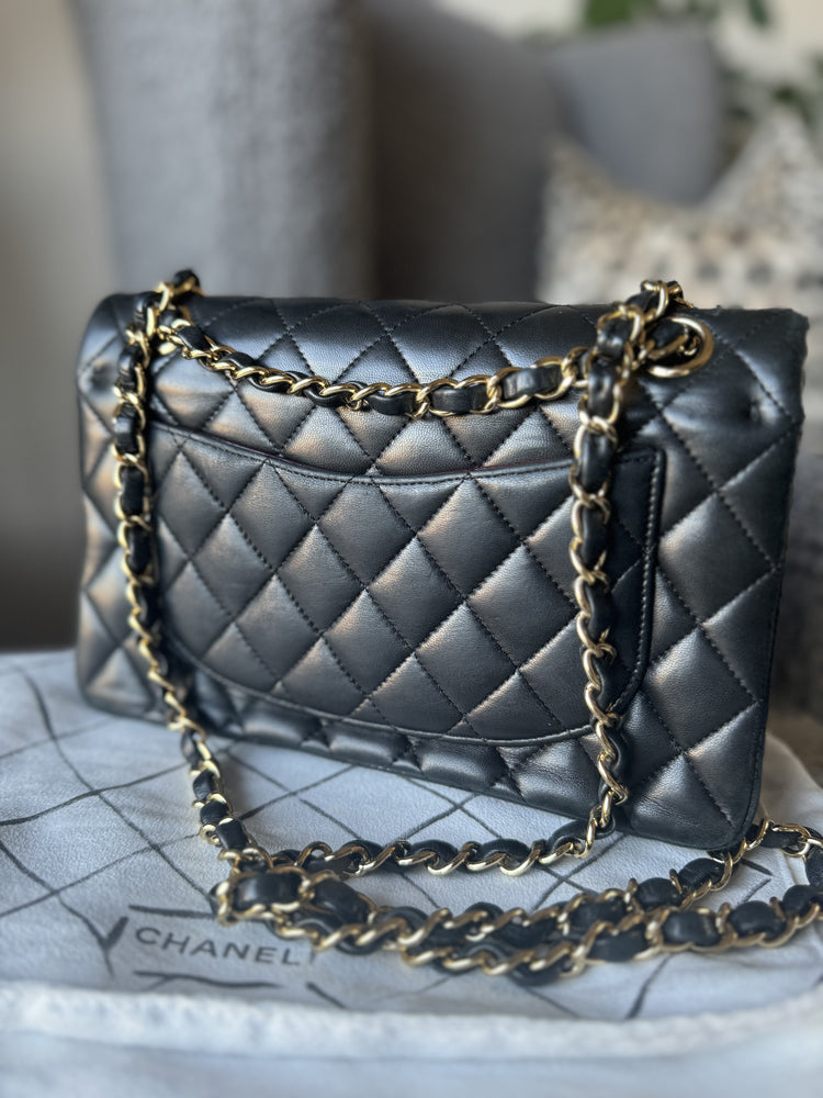 CHANEL | Lambskin Double Flap Bag | Black