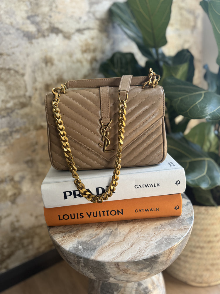 YSL College Bag Dark Beige