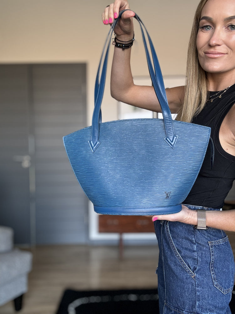 LOUIS VUITTON Epi Saint Jacques Shopping Shoulder Bag Blue