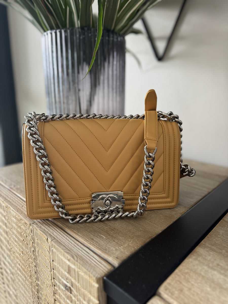 CHANEL Boy Crossbody Bag in Beige/Mustard Huntress For The Bold