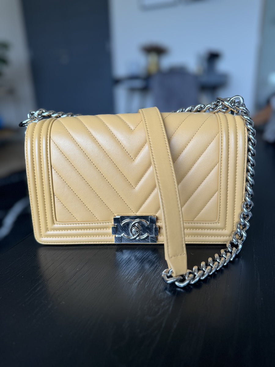 CHANEL Boy Crossbody Bag in Beige/Mustard Huntress For The Bold