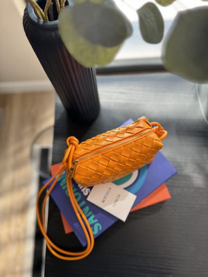 BOTTEGA VENETA | Nappa Intrecciato Mini Loop Bag | Tangerine Gold
