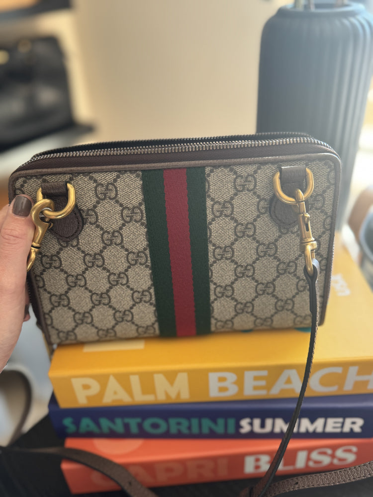 Gucci | GG Supreme Monogram Web Ophidia Double Zip Shoulder Bag