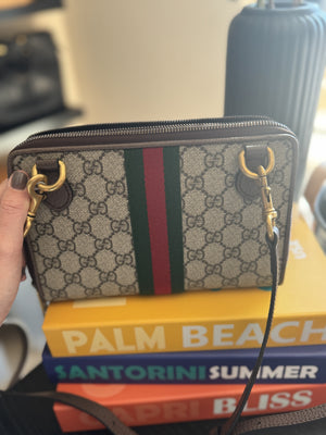 Gucci | GG Supreme Monogram Web Ophidia Double Zip Shoulder Bag