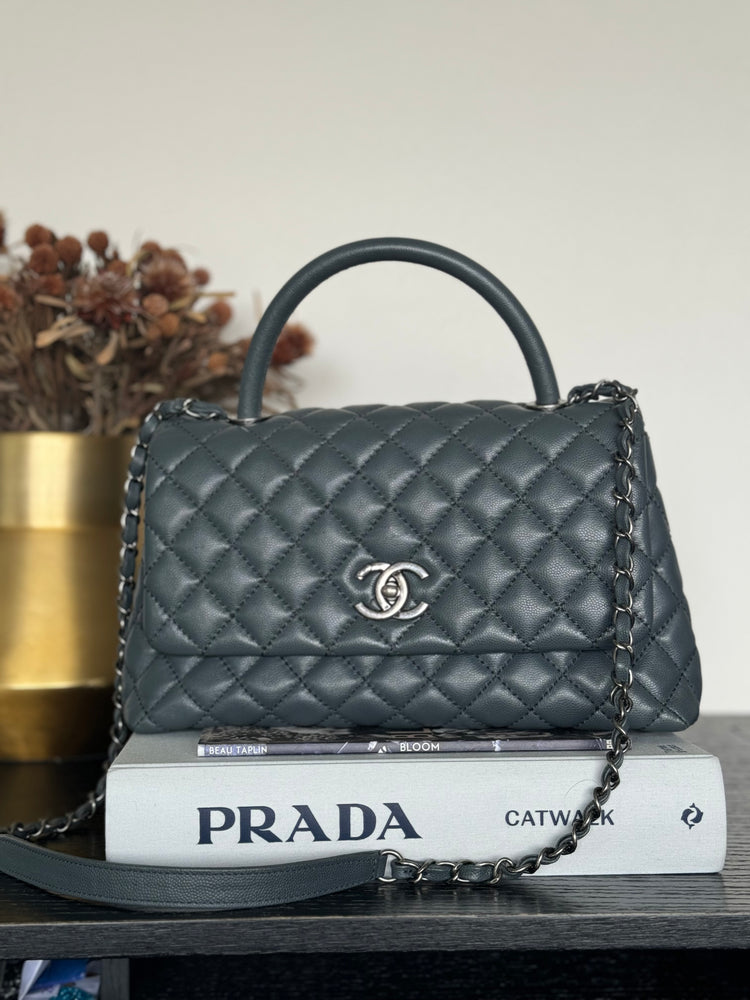 Coco Chanel | Gun Grey Handle Leather Handbag